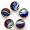 Red White Blue Cat's Eye Glass Marbles 22mm (7/8 inch) SHOOTER Taw (Lot of 5)
